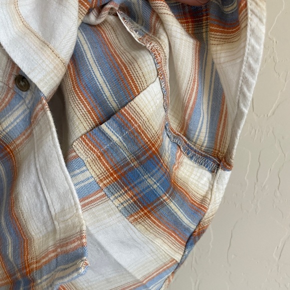 Prana Alfie Flannel Roll Tab Sleeve Cream Women’s Small Soft Roll Tab - Picture 7 of 10